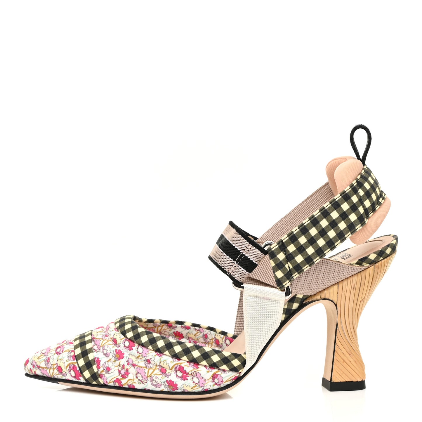Cotton Printed Colibri Slingback Mid-Heel Pumps 36 Rosa Multi Black Crema