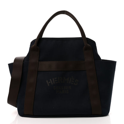 Hermes Toile Sac De Pansage Groom Bleu Navy Feu 3 of 13