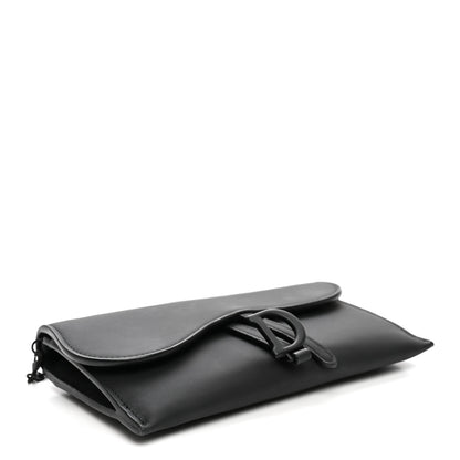 Christian Dior Ultra Matte Calfskin Saddle Chain Wallet Pouch Black 5 of 10