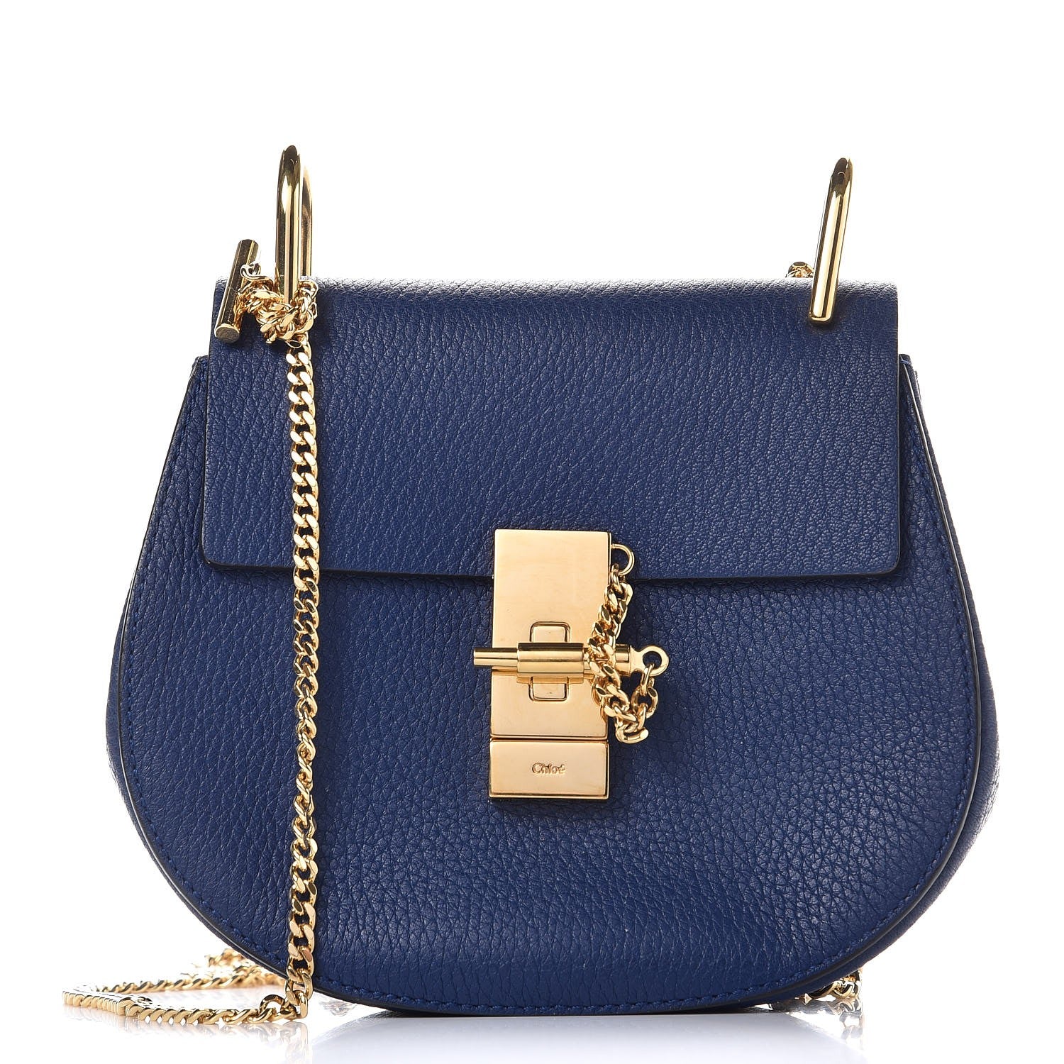 Chloe Grained Lambskin Mini Drew Shoulder Bag Royal Navy 1 of 9