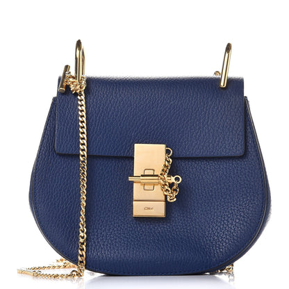 Chloe Grained Lambskin Mini Drew Shoulder Bag Royal Navy 1 of 9