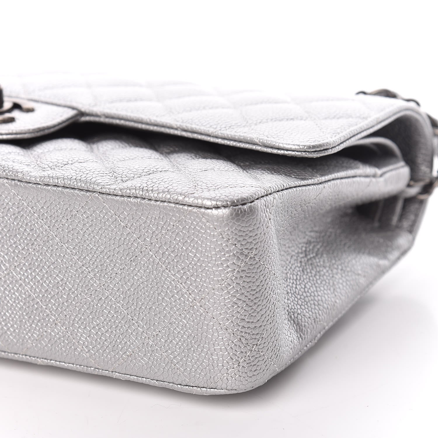 Chanel Metallic Caviar Quilted Medium Double Flap Silver 6 of 10