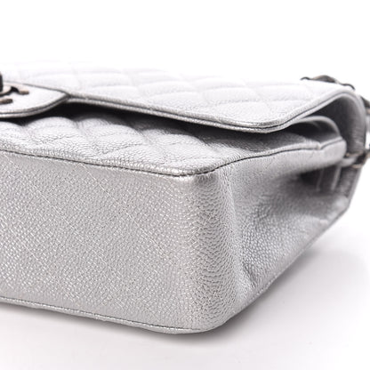 Chanel Metallic Caviar Quilted Medium Double Flap Silver 6 of 10