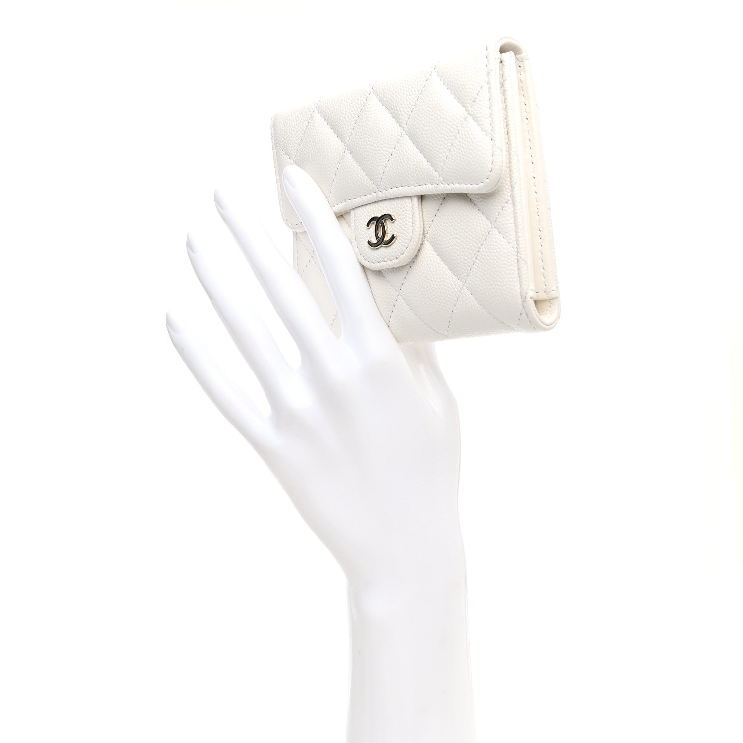 Chanel Caviar Quilted Small Flap Wallet White 2 of 13