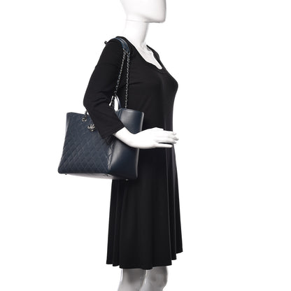 Chanel Caviar Quilted Large CC Box Shopping Tote Navy 3 of 10