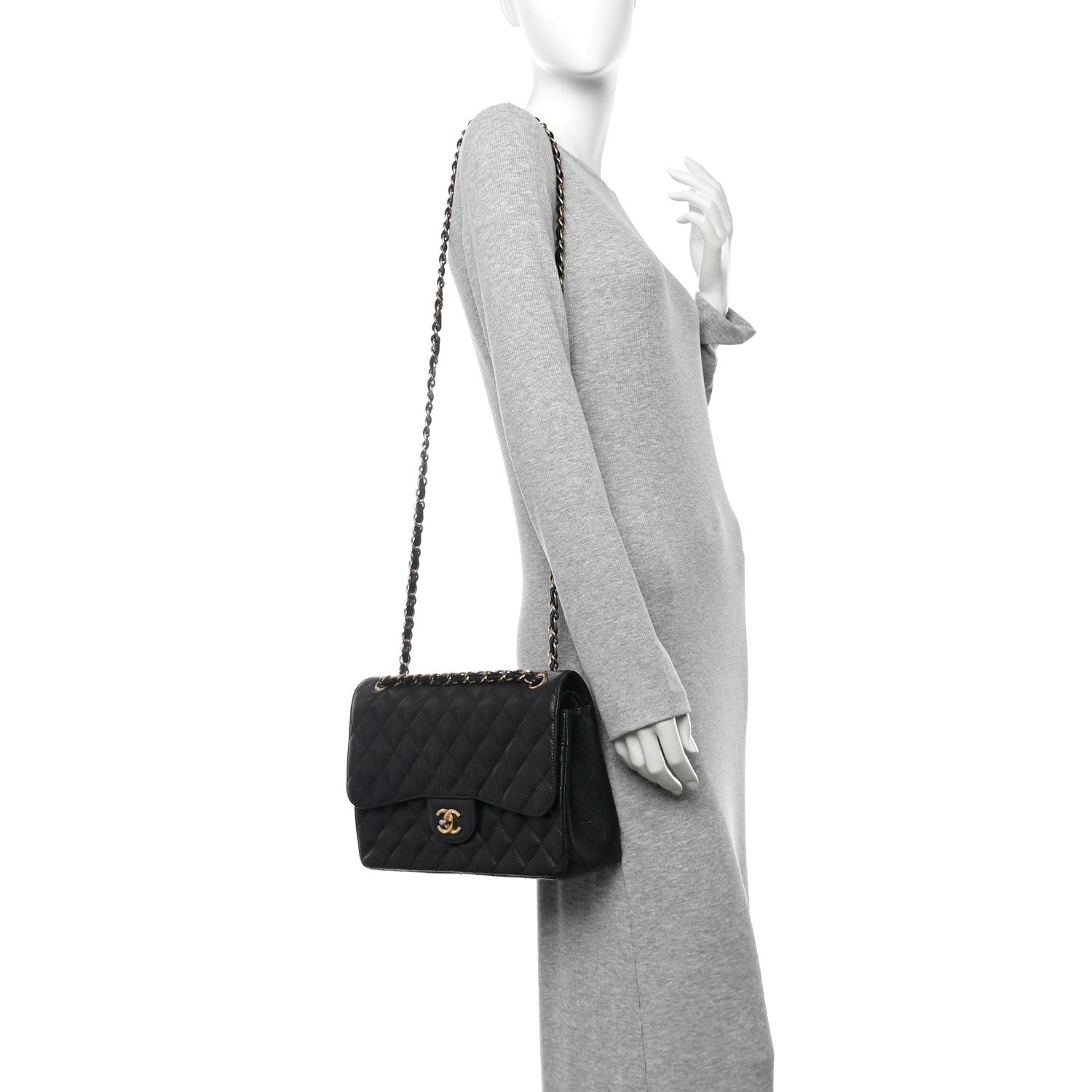 Chanel Caviar Quilted Jumbo Double Flap Black 2 of 12