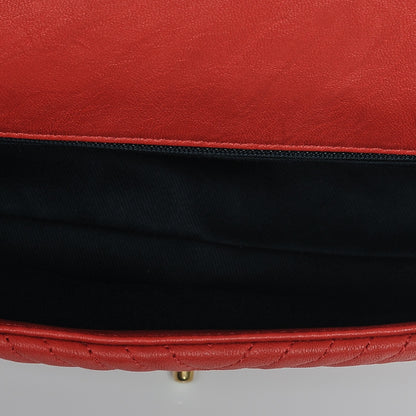 Chanel Wrinkled Lambskin Chevron Quilted Medium Flap Red 5 of 7