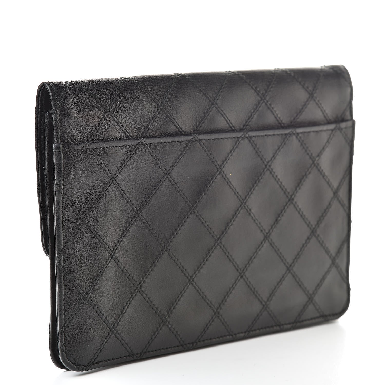 Chanel Lambskin Diamond Stitch Compact Pouch Black 3 of 13