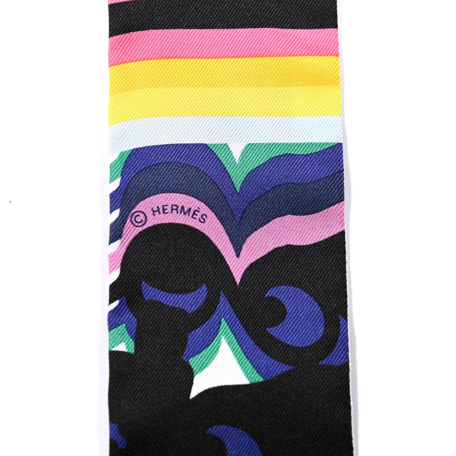 Hermes Silk Brides De Gala Shadow Twilly Black Jaune Multicolor 3 of 5