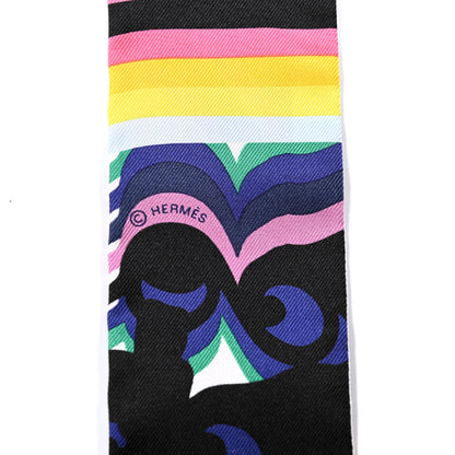 Hermes Silk Brides De Gala Shadow Twilly Black Jaune Multicolor 3 of 5
