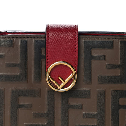 Fendi Vitello Cruise F is Fendi Bi-Color FF 1974 Embossed Compact Wallet Maya Black Fragola 7 of 10