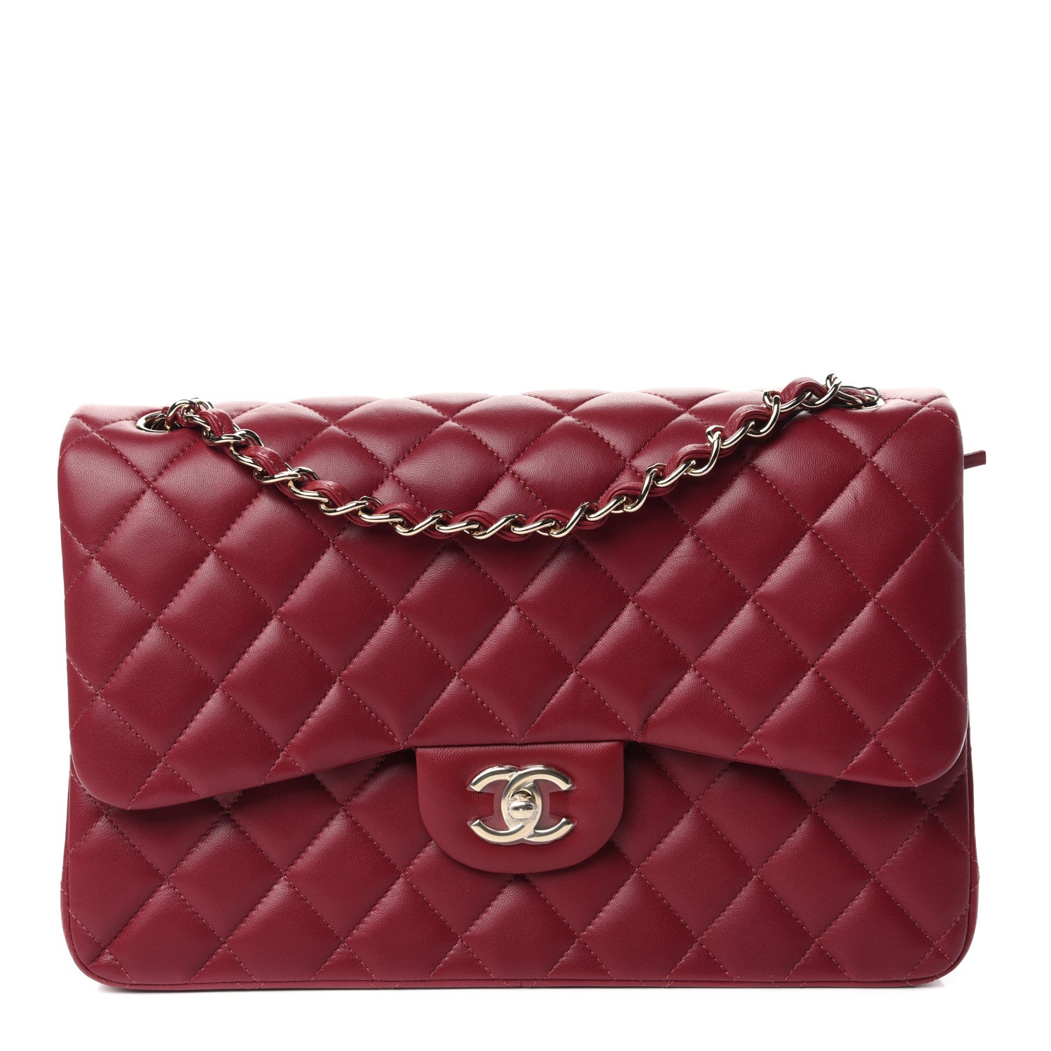 Chanel Lambskin Quilted Jumbo Double Flap Burgundy 1 of 11