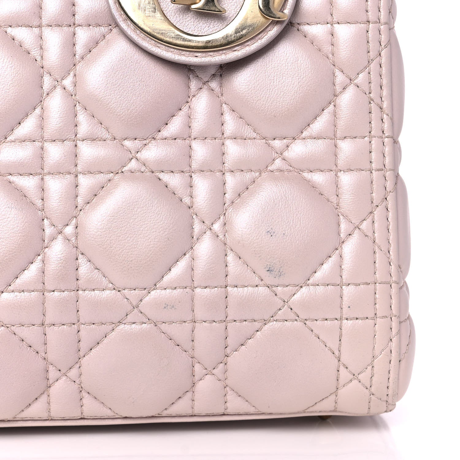 Christian Dior Pearly Lambskin Cannage Medium Lady Dior Lotus 14 of 15