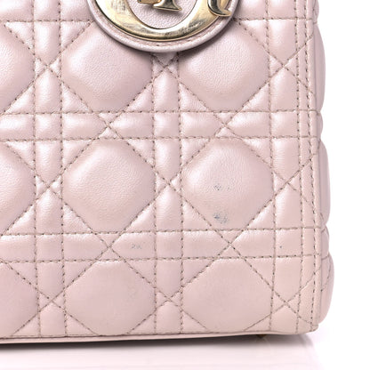 Christian Dior Pearly Lambskin Cannage Medium Lady Dior Lotus 14 of 15