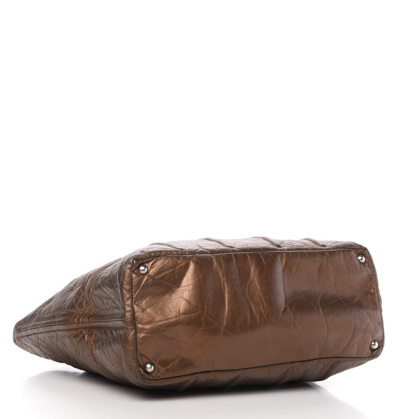 Metallic Aged Calfskin Large Shopping In Moscow Tote Bronze