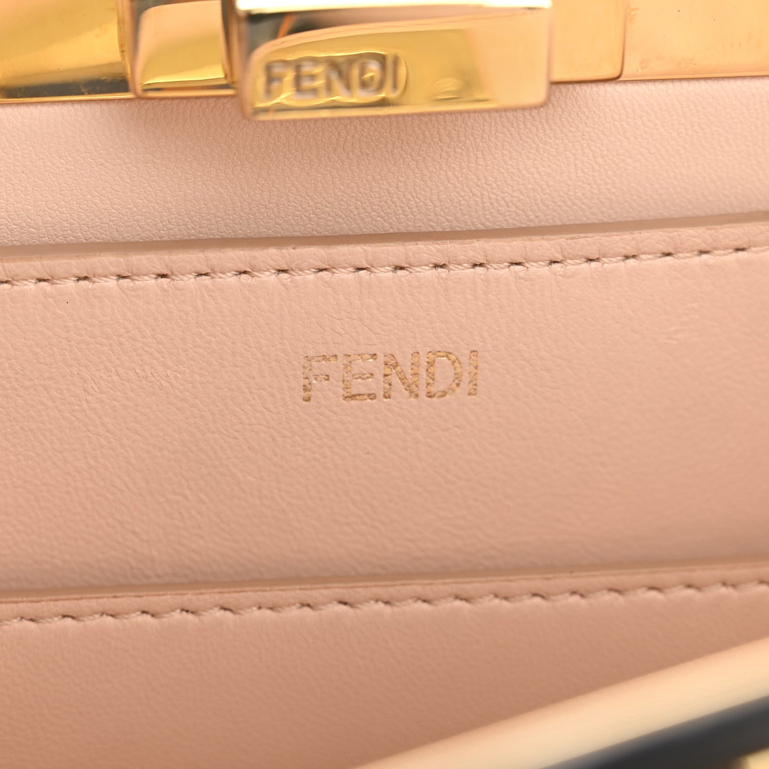 Fendi Vitello Seta Shiny Nappa Medium Peekaboo I SEE U Satchel Black Light Rose 6 of 15