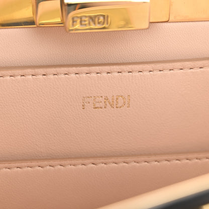 Fendi Vitello Seta Shiny Nappa Medium Peekaboo I SEE U Satchel Black Light Rose 6 of 15