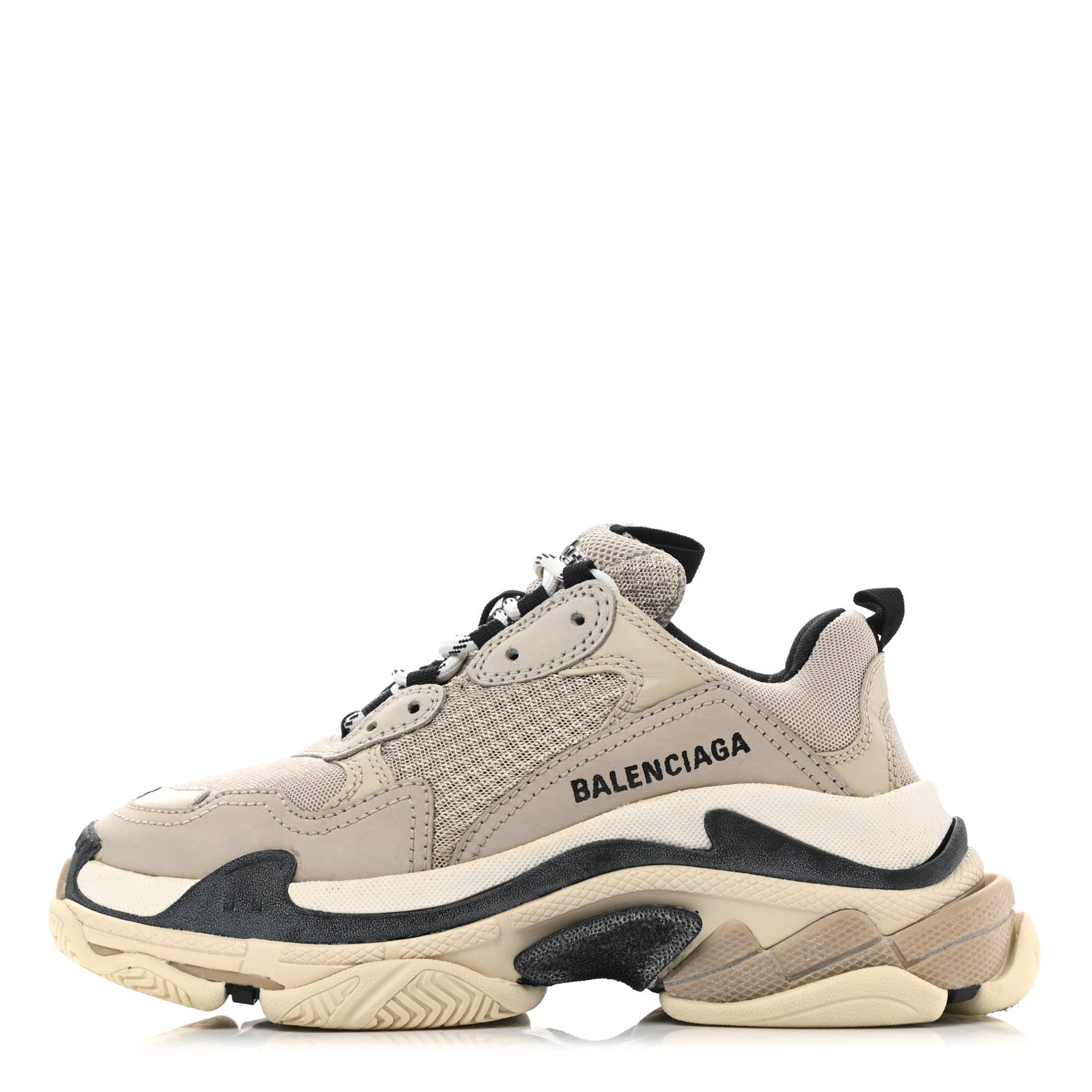 Balenciaga Fabric Mesh Womens Triple S Sneakers 36 Beige Black 1 of 11