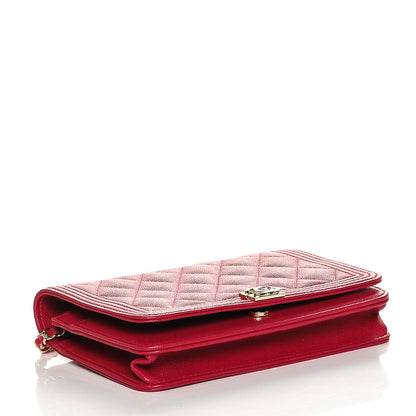 Chanel Caviar Quilted Boy Wallet On Chain WOC Fuchsia 4 of 6