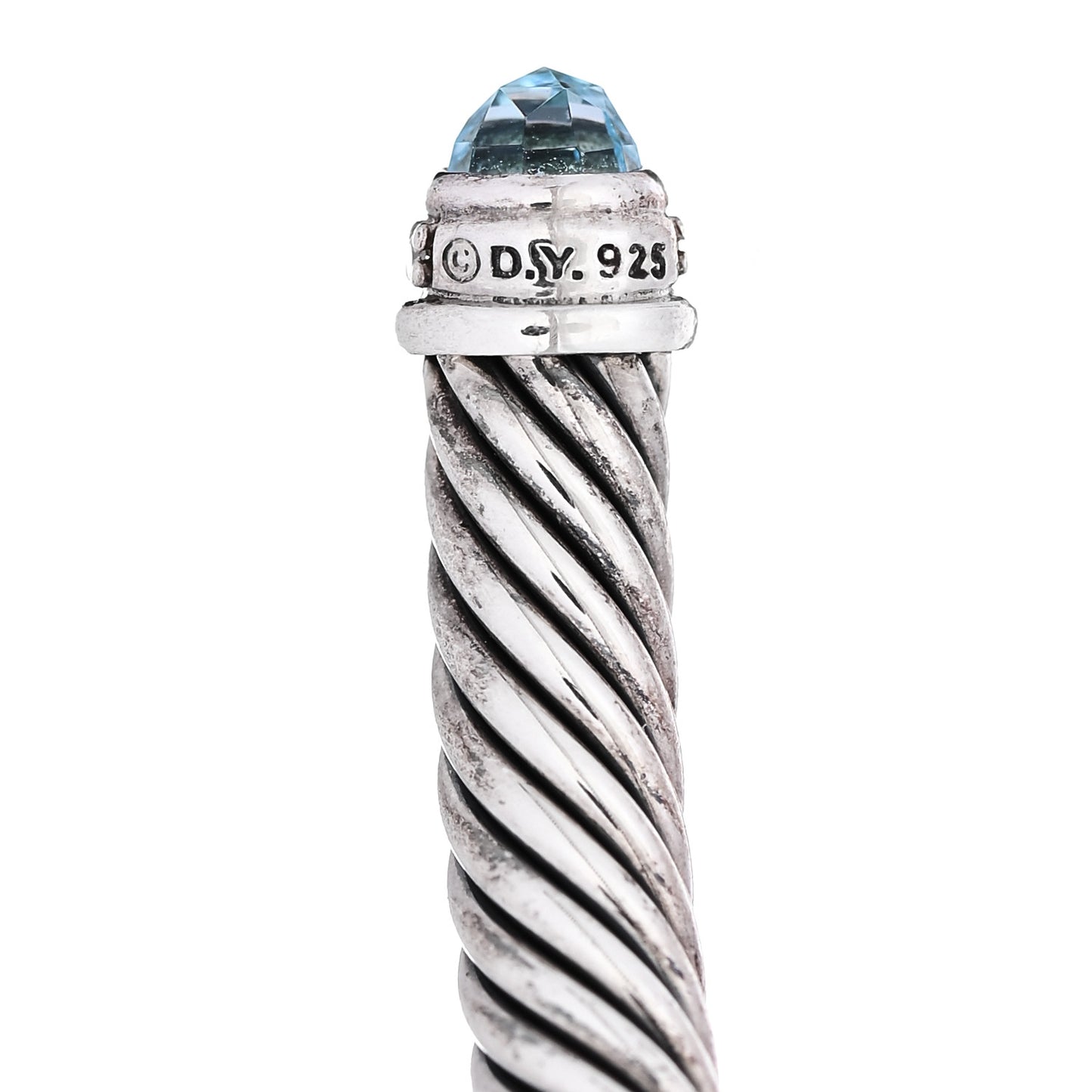 Sterling Silver Diamond Blue Topaz 5mm Cable Classics Bracelet