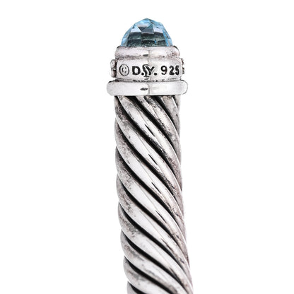 David Yurman Sterling Silver Diamond Blue Topaz 5mm Cable Classics Bracelet 3 of 3