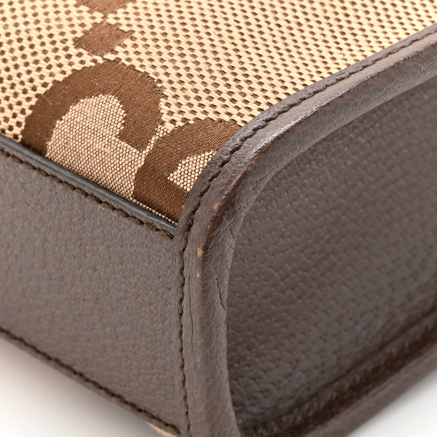 Gucci Monogram Jumbo GG Textured Dollar Calfskin Web Mini Vertical Tote Camel Ebony New Acero 11 of 12