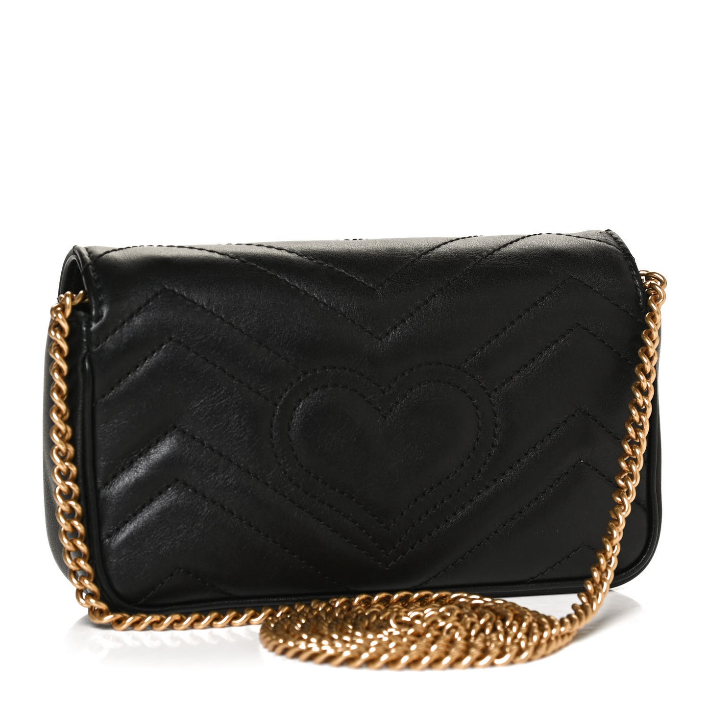 Calfskin Matelasse Super Mini GG Marmont Shoulder Bag Black