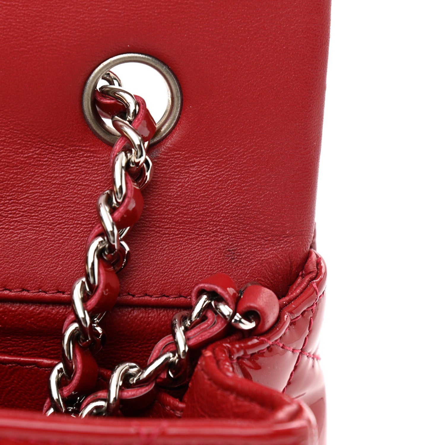 Chanel Patent Calfskin Quilted Extra Mini Rectangular Flap Red 11 of 12