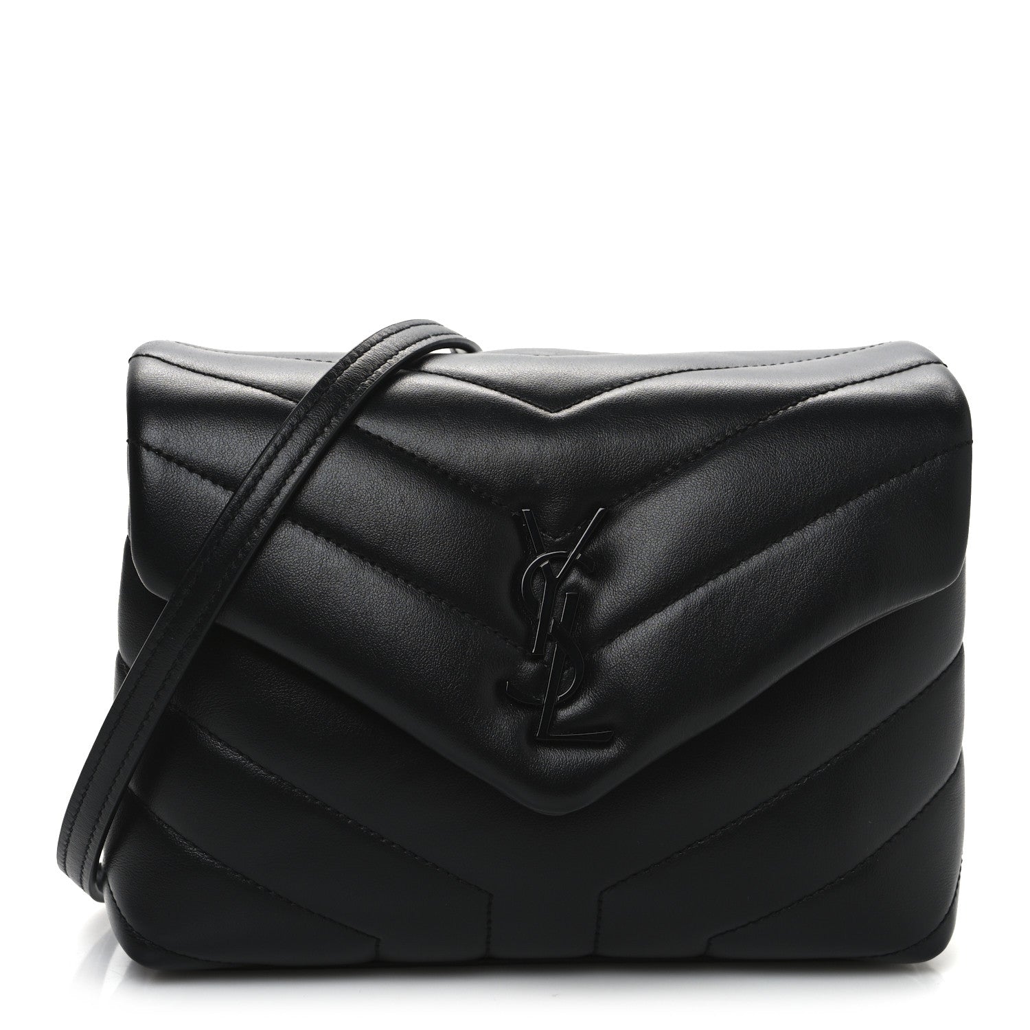 Saint Laurent Calfskin Y Quilted Monogram Monochrome Toy Loulou Crossbody Bag Black 1 of 13