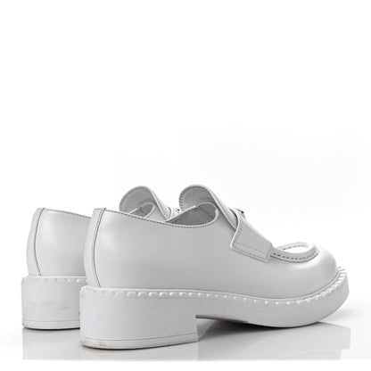 Prada Spazzolato Metal Triangle Logo 50mm Loafers 38.5 White 4 of 11