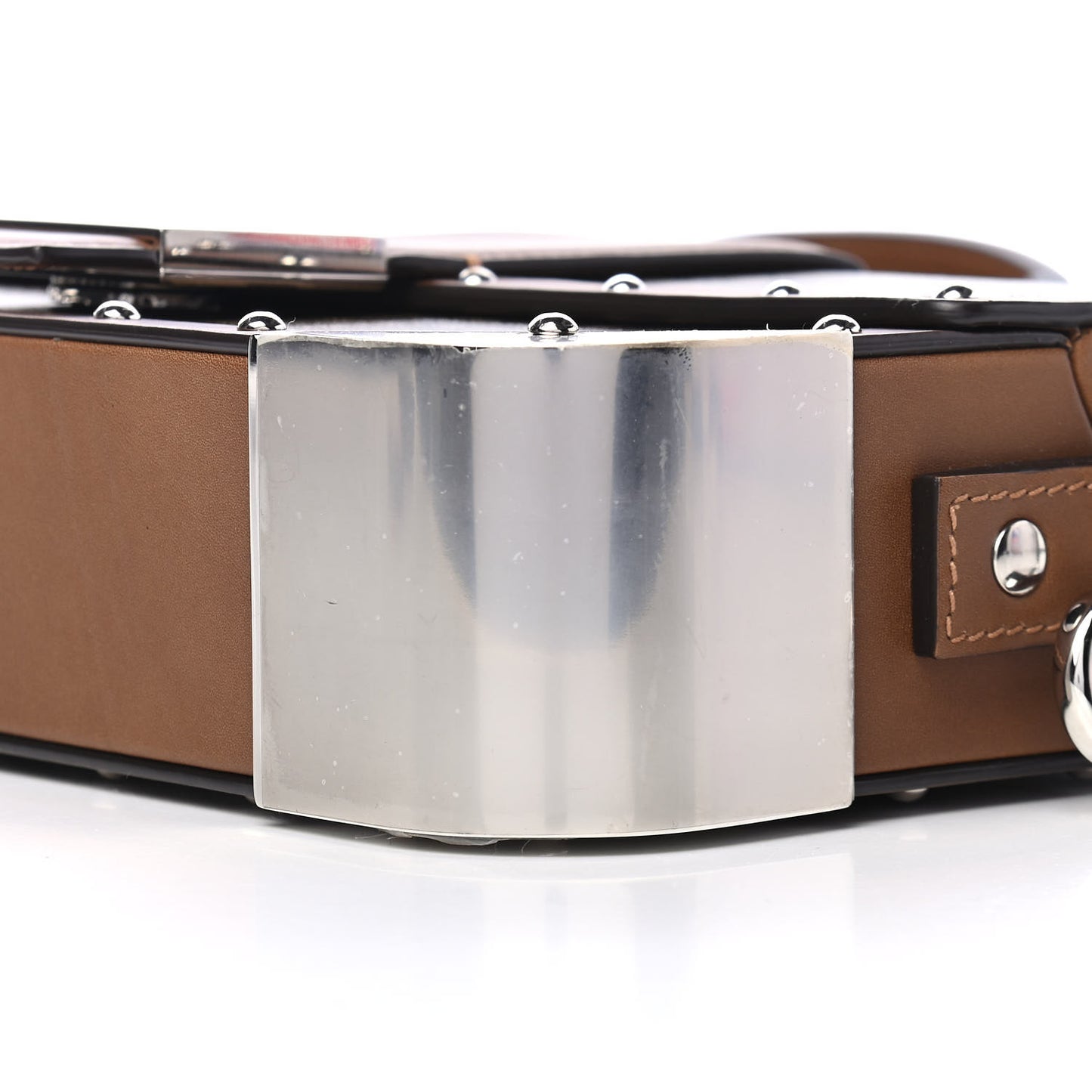Shiny Glazed Fabric Vachetta FF 1974 Medium Baguette Trunk Mogano Panna Cuoio