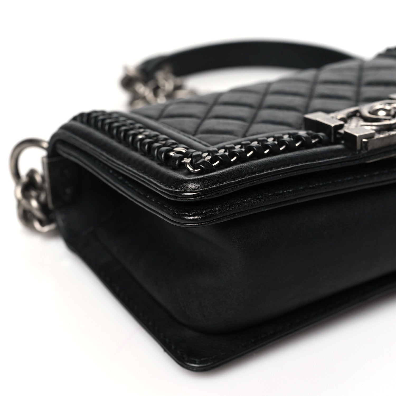 Chanel Calfskin Quilted Small Boy Top Handle Flap Black 9 of 11