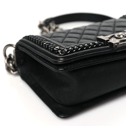 Chanel Calfskin Quilted Small Boy Top Handle Flap Black 9 of 11
