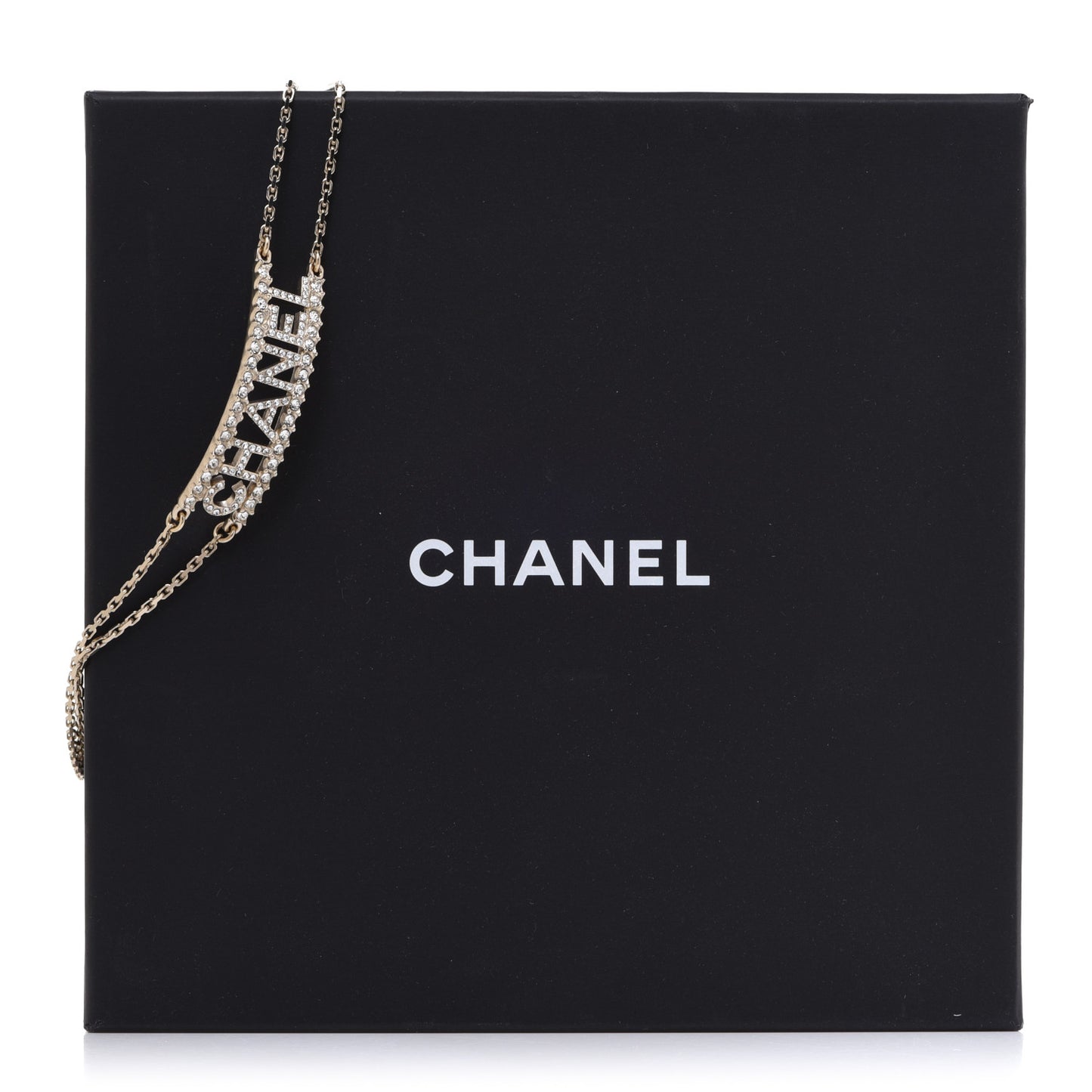 Metal Crystal Logo Choker Necklace Gold