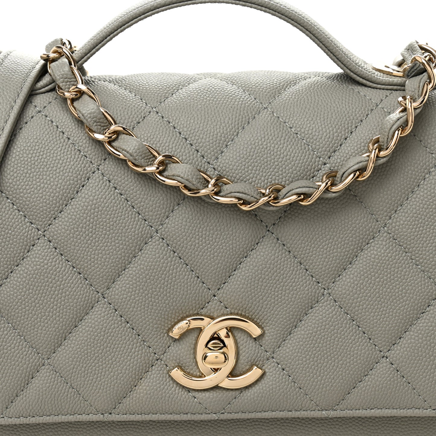 Caviar Quilted Medium Business Affinity Flap Grey