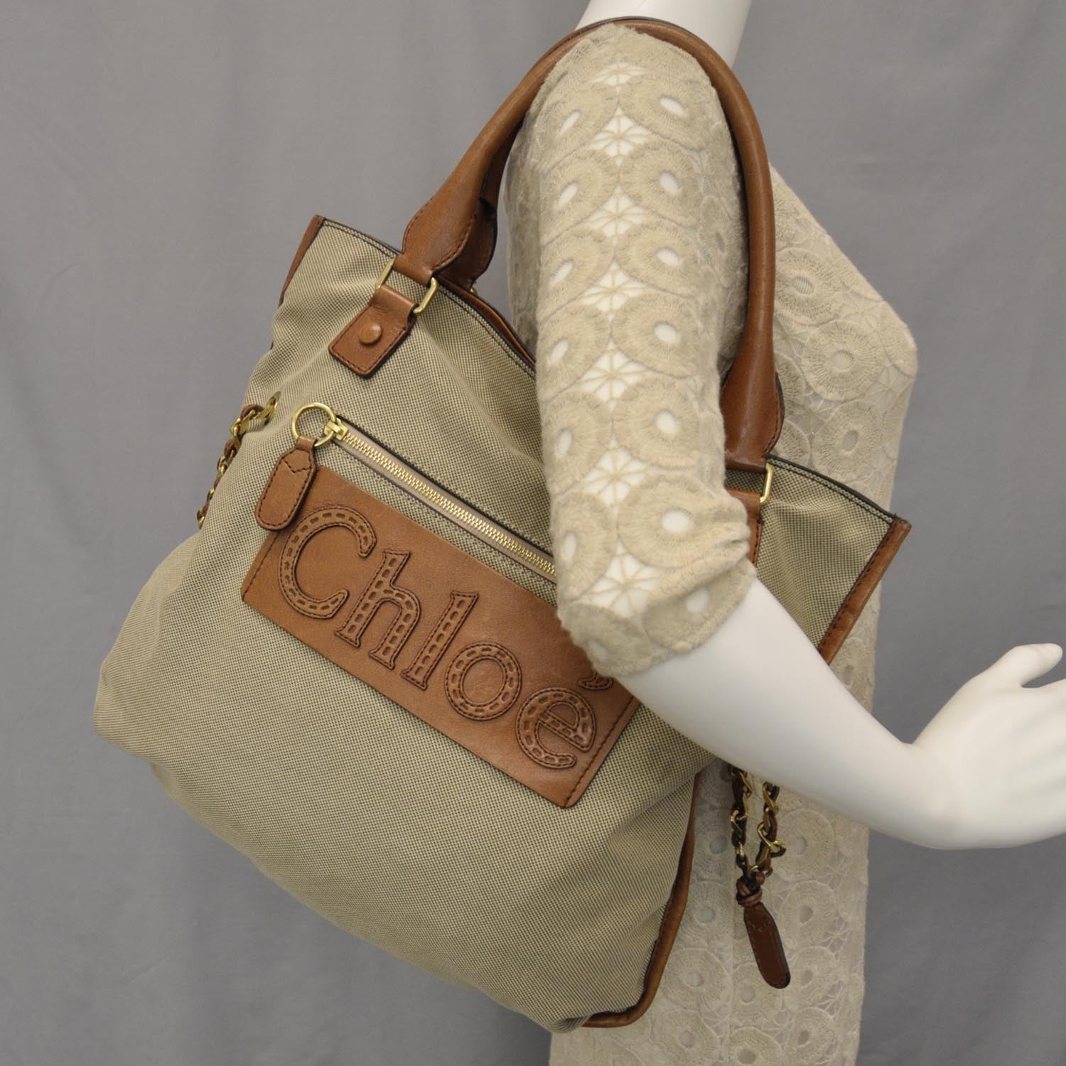 Chloe Canvas Leather Haley Tote 2 of 8
