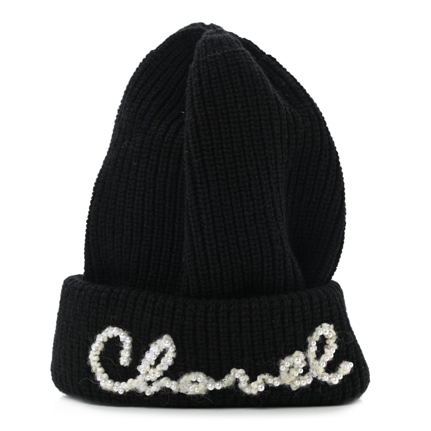Cashmere Logo Beanie Hat Black White