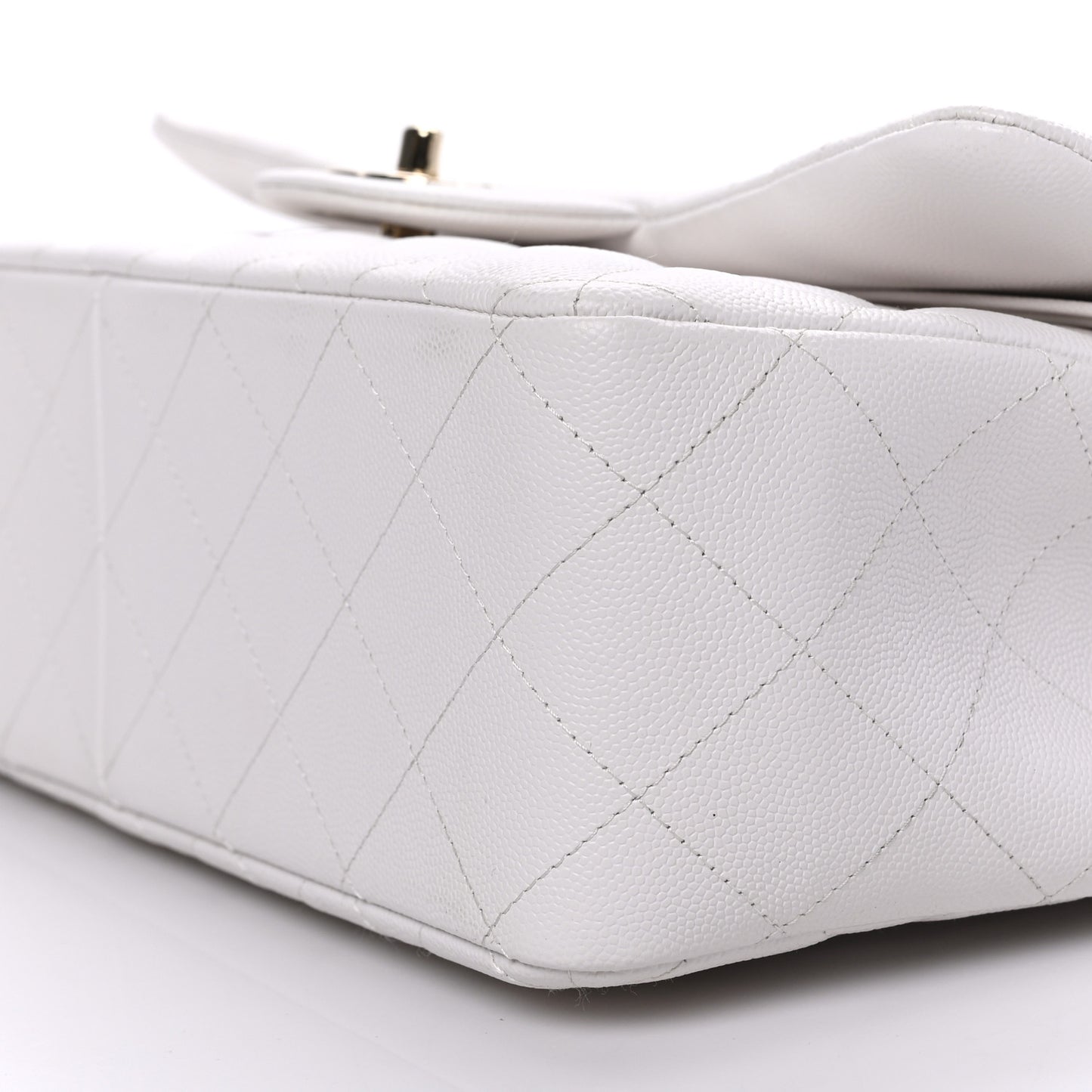 Caviar Quilted Jumbo Double Flap White