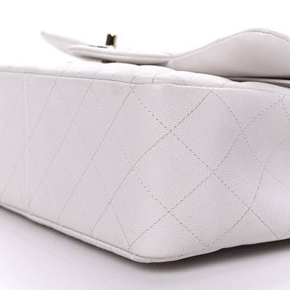 Chanel Caviar Quilted Jumbo Double Flap White 6 of 9