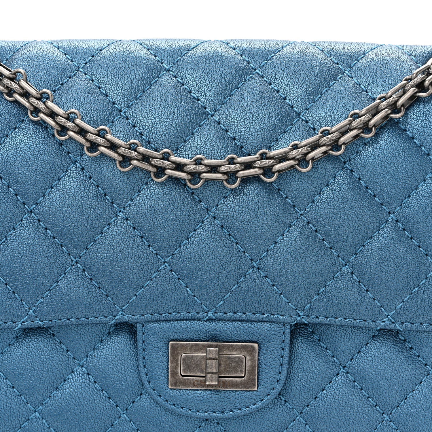 Chanel Metallic Sheepskin Quilted 2.55 Reissue 225 Flap  Blue 7 of 11