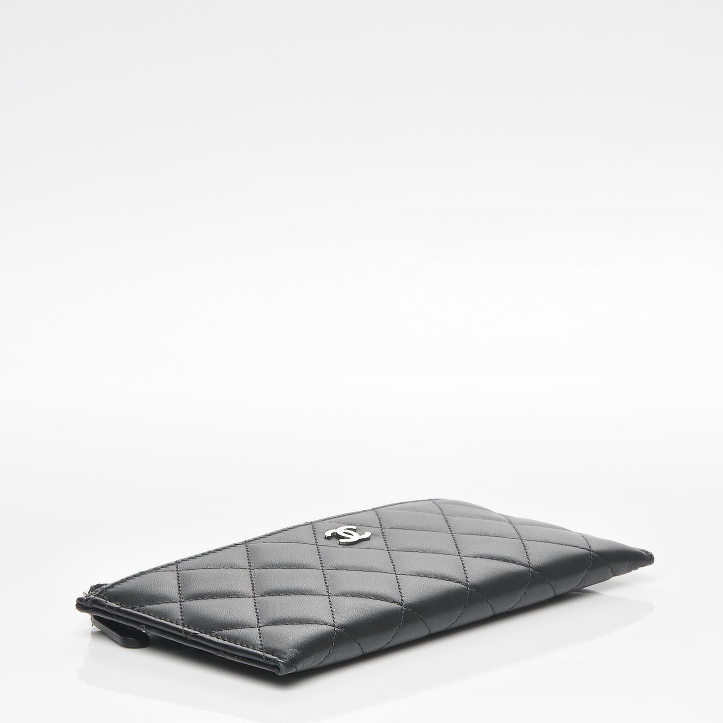 Lambskin Quilted Classic Zip Pouch Black