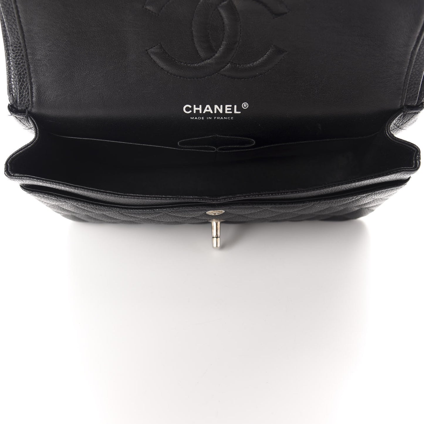 Caviar Quilted Medium Double Flap Black