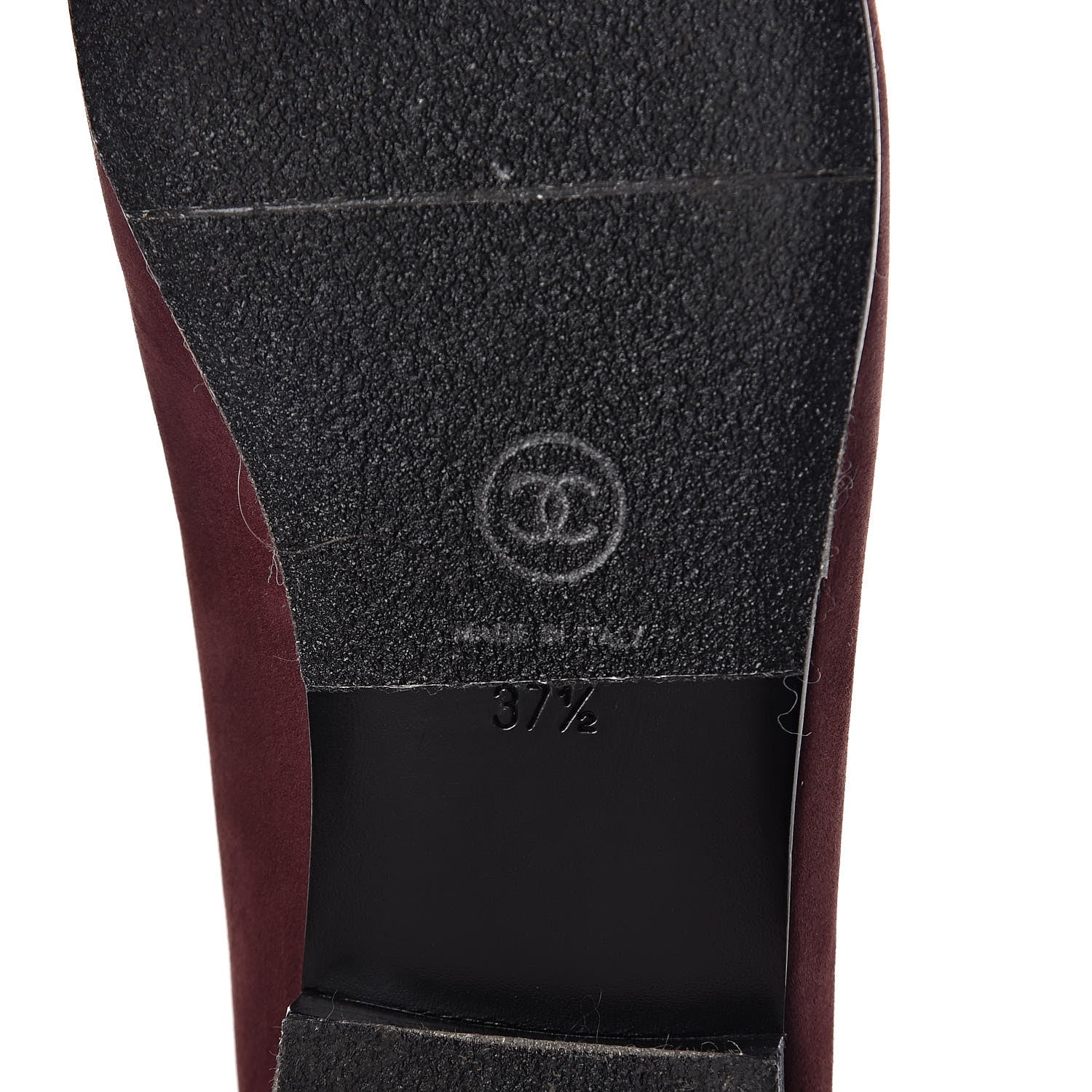 Chanel Suede Bull Cap Toe CC Ballerina Flats 37.5 Burgundy 7 of 8