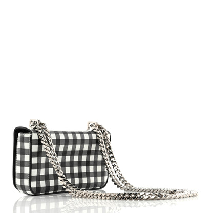 Burberry Calfskin Gingham Print Small Lola Bag Black White 3 of 10
