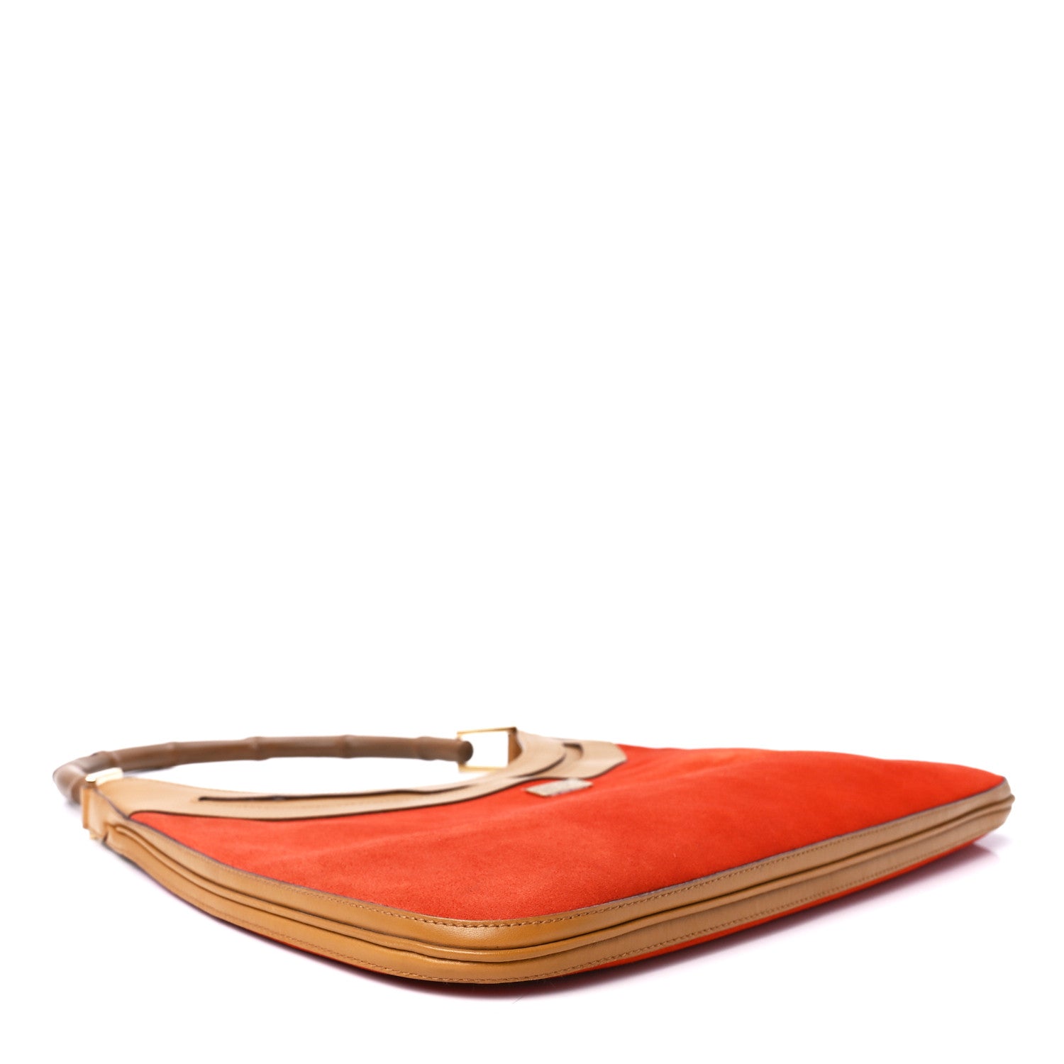 Gucci Suede Calfskin Bamboo Handle Jackie O Hobo Orange 4 of 13