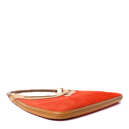 Gucci Suede Calfskin Bamboo Handle Jackie O Hobo Orange 4 of 13