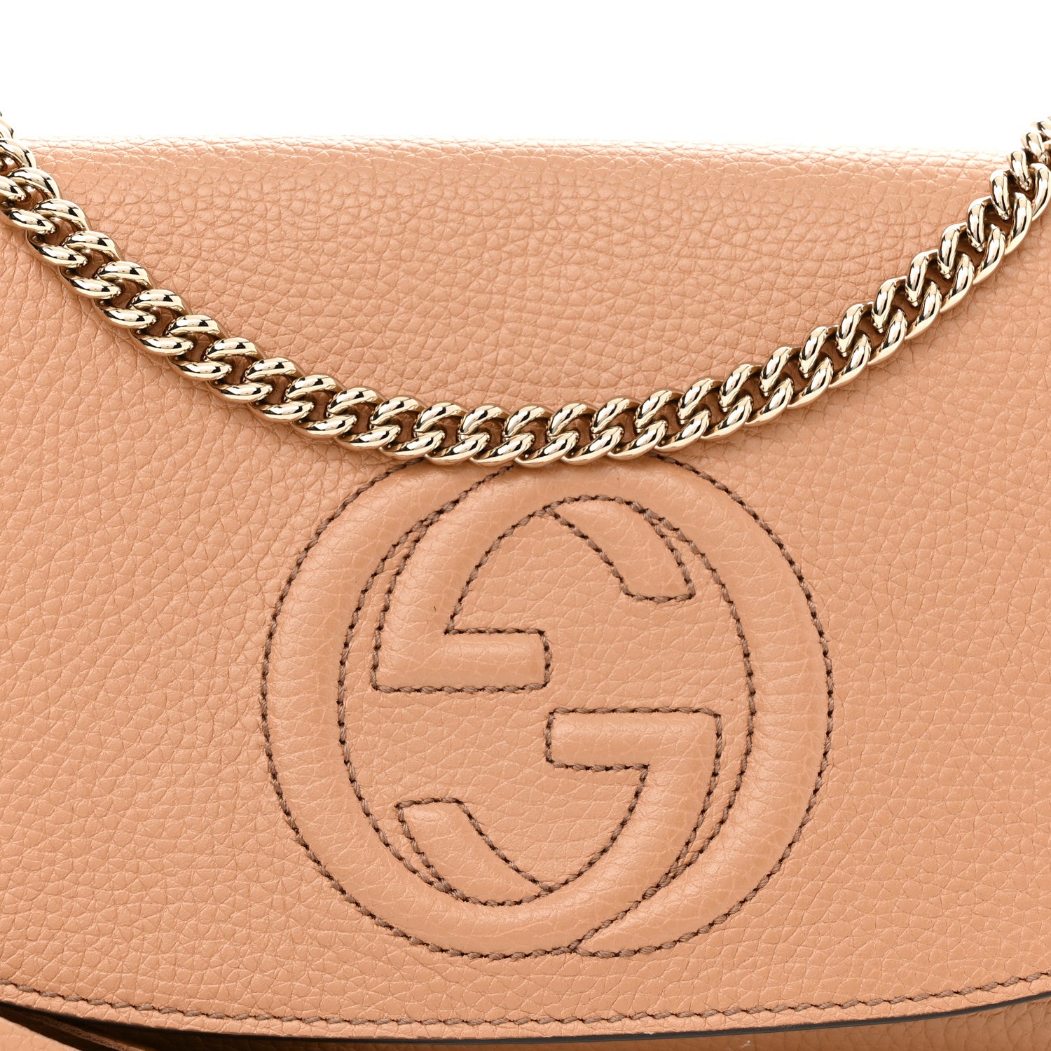 Gucci Pebbled Calfskin Medium Soho Flap Crossbody Camelia 8 of 11
