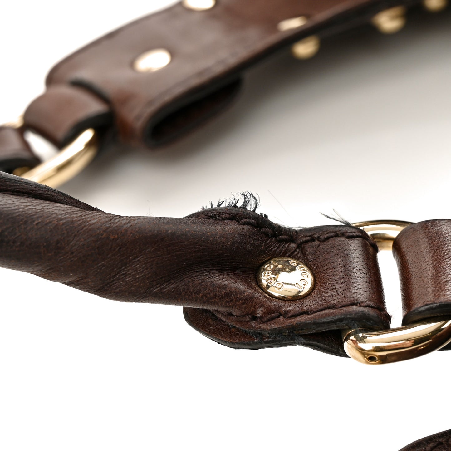 Guccissima Studded Pelham Shoulder Bag Dark Brown