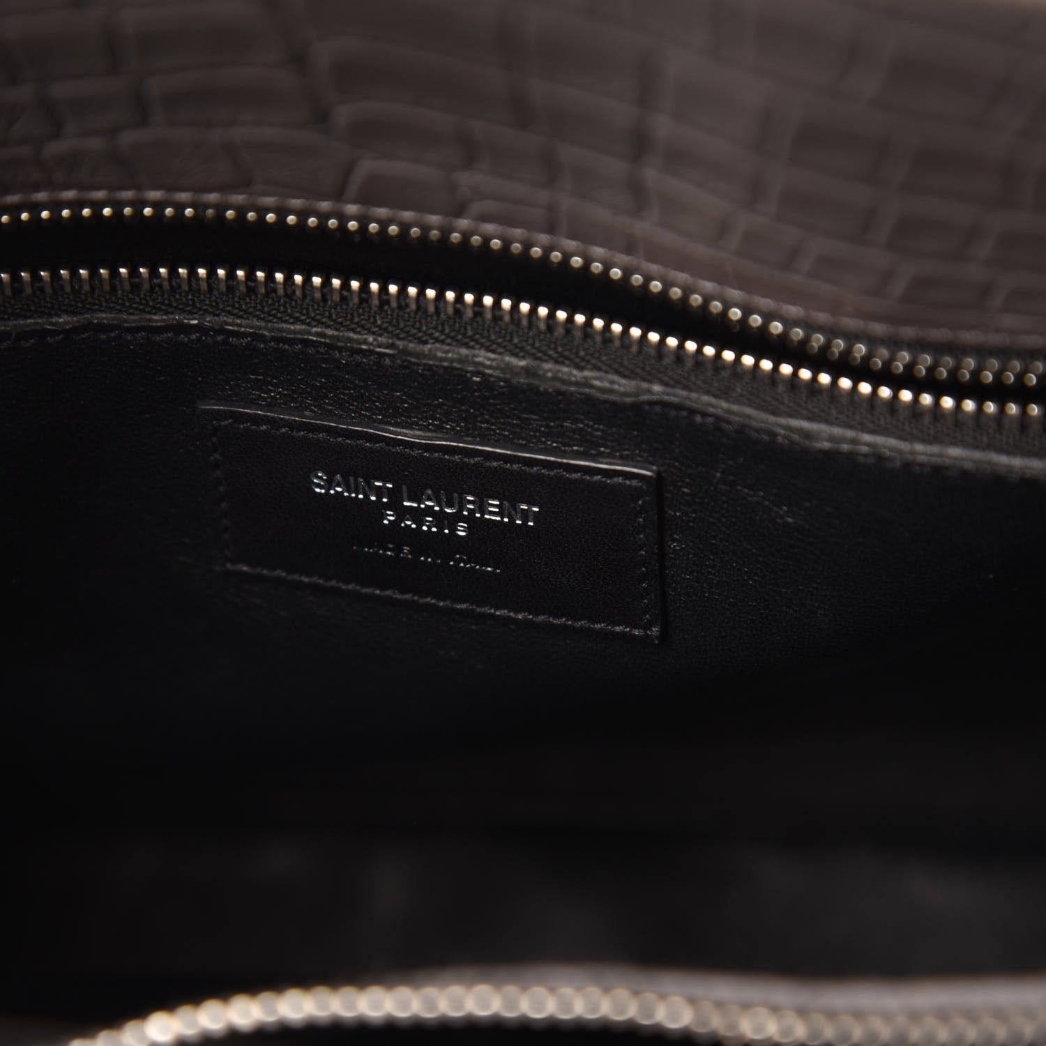 Saint Laurent Calfskin Crocodile Embossed Small Sac De Jour Fog 8 of 9