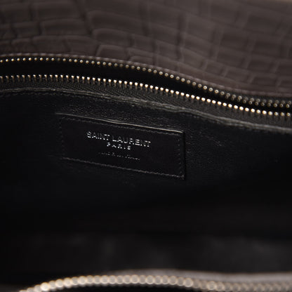 Saint Laurent Calfskin Crocodile Embossed Small Sac De Jour Fog 8 of 9